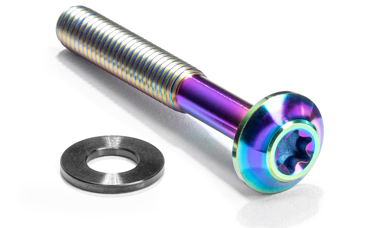 absoluteBLACK Titanium Flat Mount Caliper Bolts + Low Friction Washers