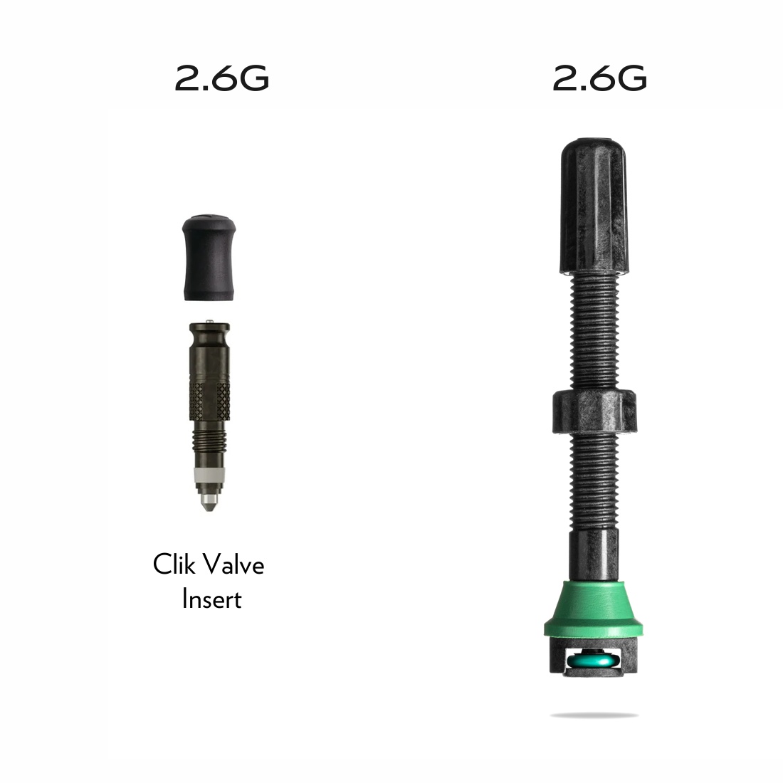 absoluteBLACK Aether carbon ultra-light tubeless valve weight comparison vs Clik valve insert. The entire absoluteblack valve weights same as Click valve insert only.